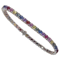 Natural Burmese Sapphire Tennis Bracelet Gold