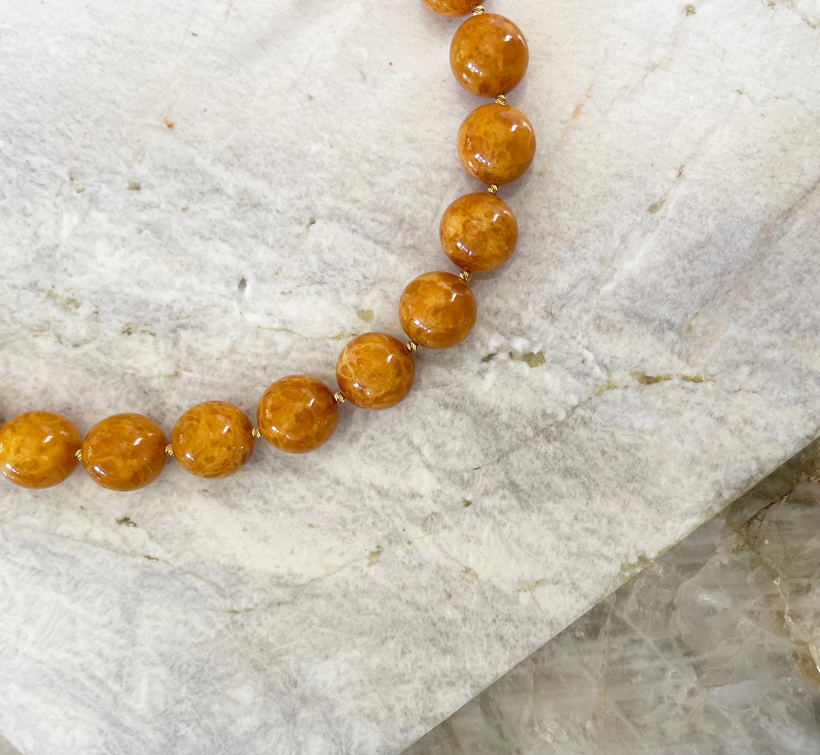 Natural Butterscotch Baltic Amber 16mm Round Beaded Necklace For Sale 2