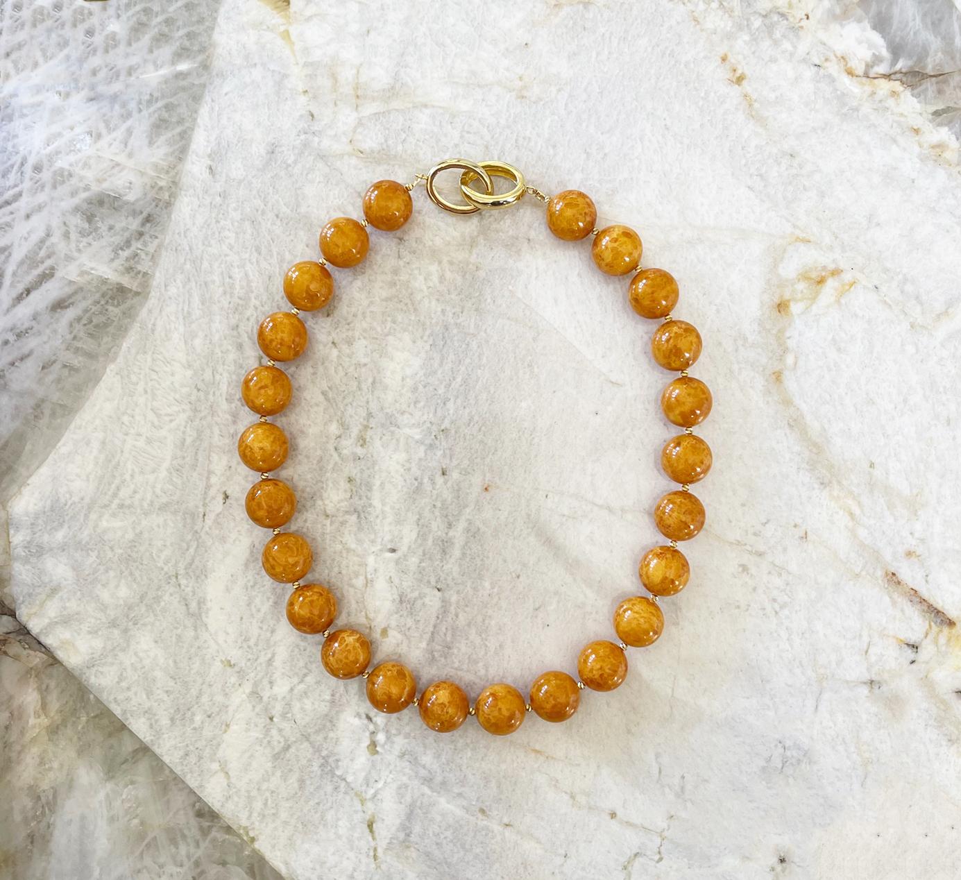 Natural Butterscotch Baltic Amber 16mm Round Beaded Necklace For Sale 4