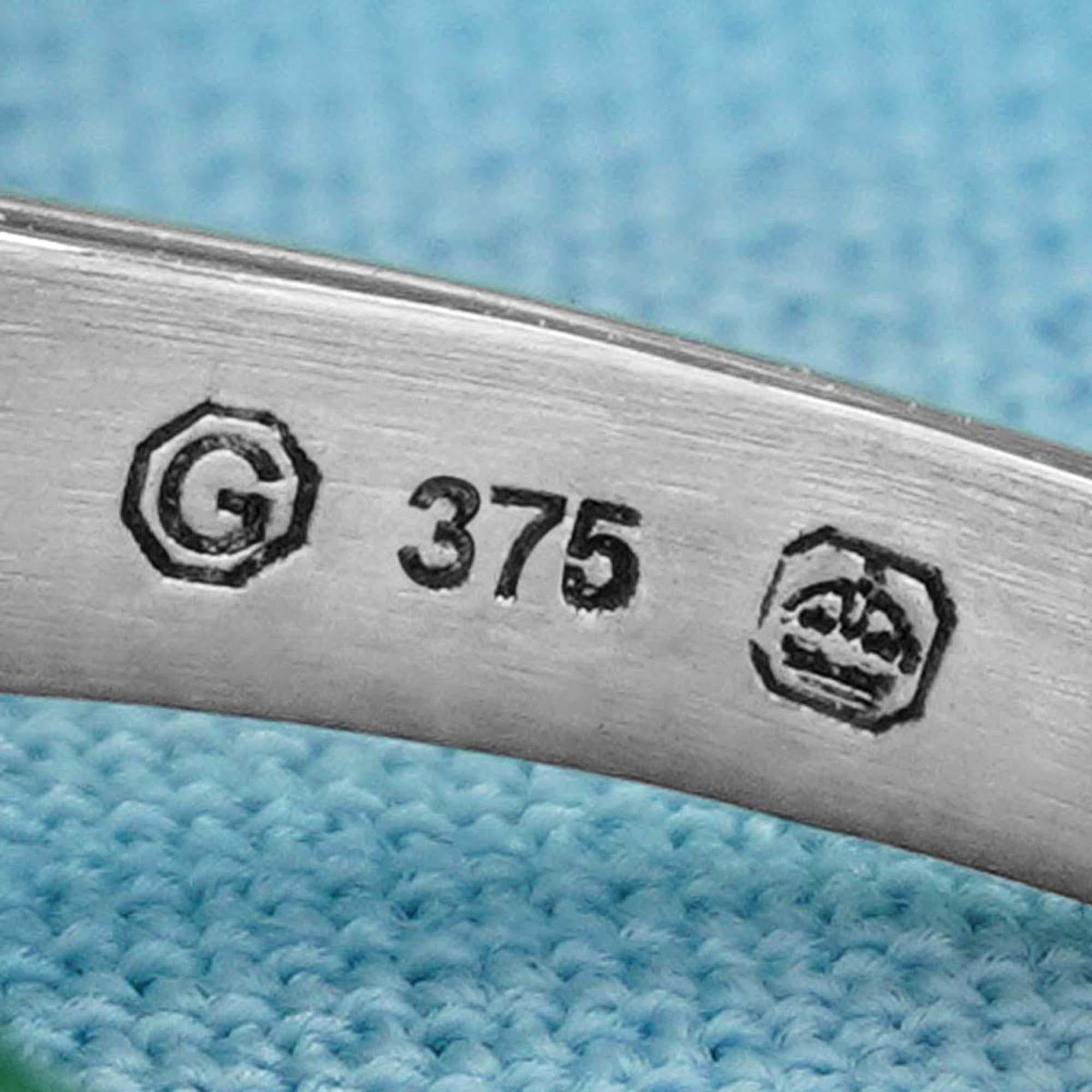 Filigraner Ring aus massivem 9 Karat Weißgold mit natürlichem Cabochon-Blauem Topas im Vintage-Stil im Angebot 1