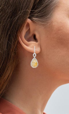 Natürlicher Cabochon Goldener Rutile-Quarz-Ohrringe mit Topas und natürlichem Cabochon