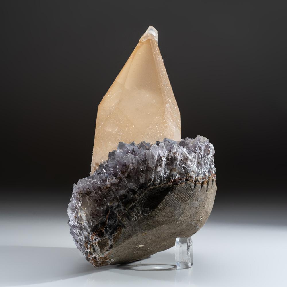 XXIe siècle et contemporain Cristal de Calcite naturel sur grappe d'améthyste (7.2 lbs) en vente