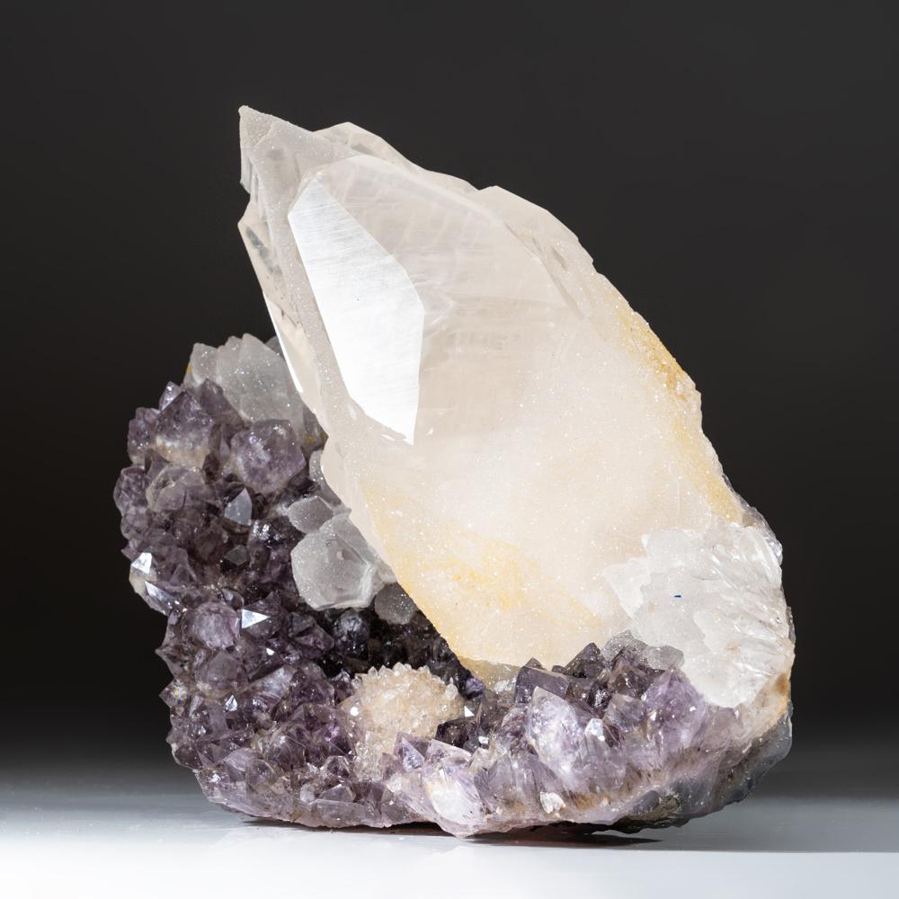 Uruguayan Natural Calcite on Amethyst cluster (9.8 lbs) For Sale