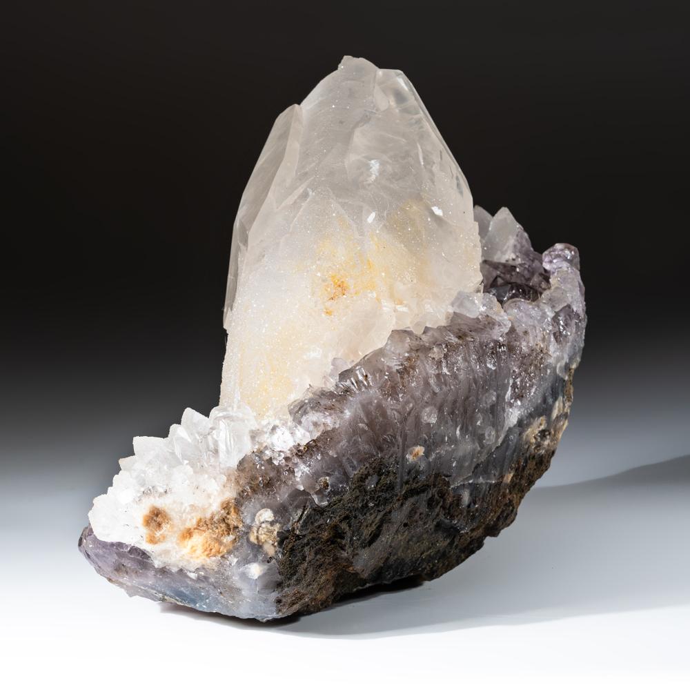 Natural Calcite on Amethyst cluster (9.8 lbs) In New Condition For Sale In New York, NY