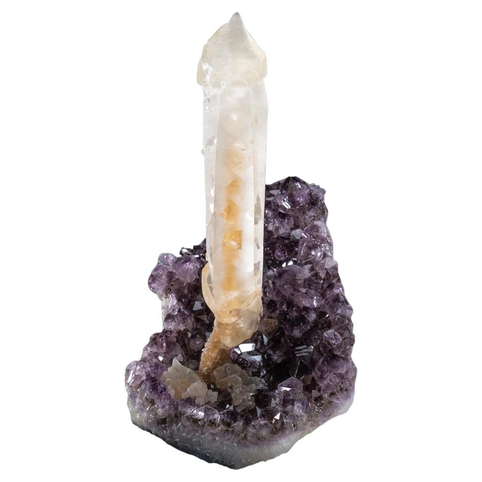  Amethyst Cluster Geode Calcite Crystal  from Uruguay (11" Tall, 15 lbs.) For Sale