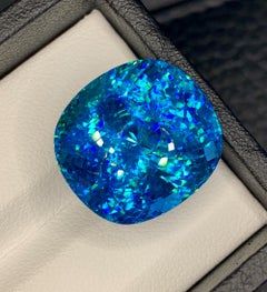 Natural Cambodia Blue Zircon 44.20 Carat Loose Gemstone – Large Faceted