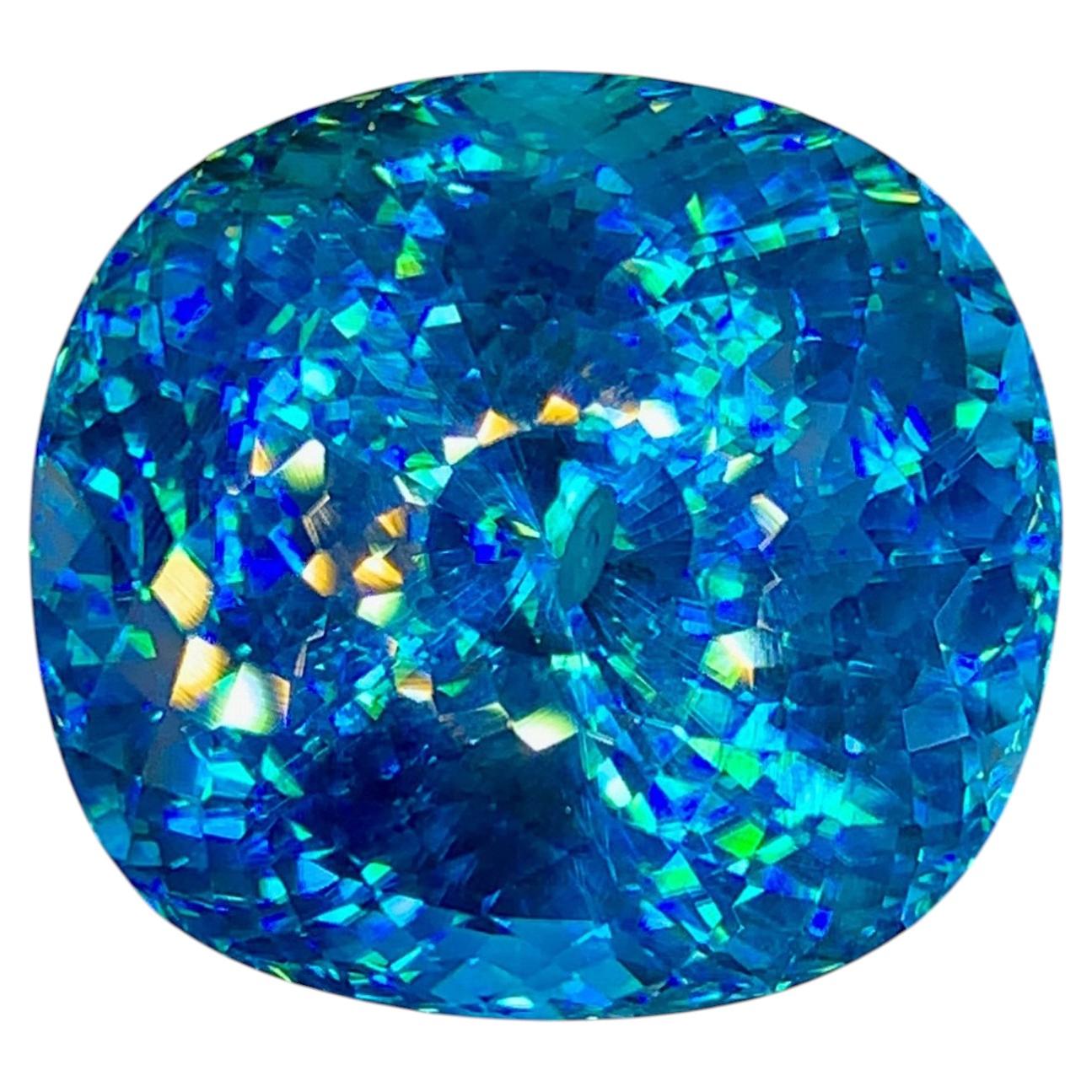 Gema suelta de circón azul natural de Camboya, 44,20 quilates – Grande y facetada