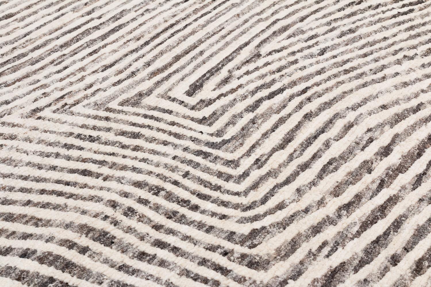 Nepalese Organic Modern Natural White and Grey Neutral Area Rug Cameroon by Joseph Carini For Sale