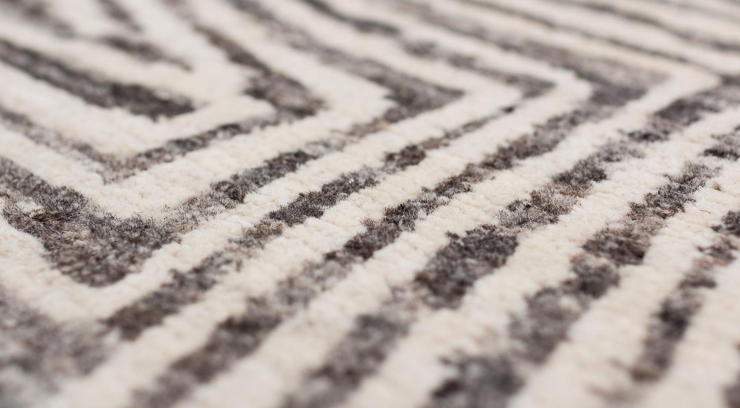 Hand-Knotted Organic Modern Natural White and Grey Neutral Area Rug Cameroon by Joseph Carini For Sale