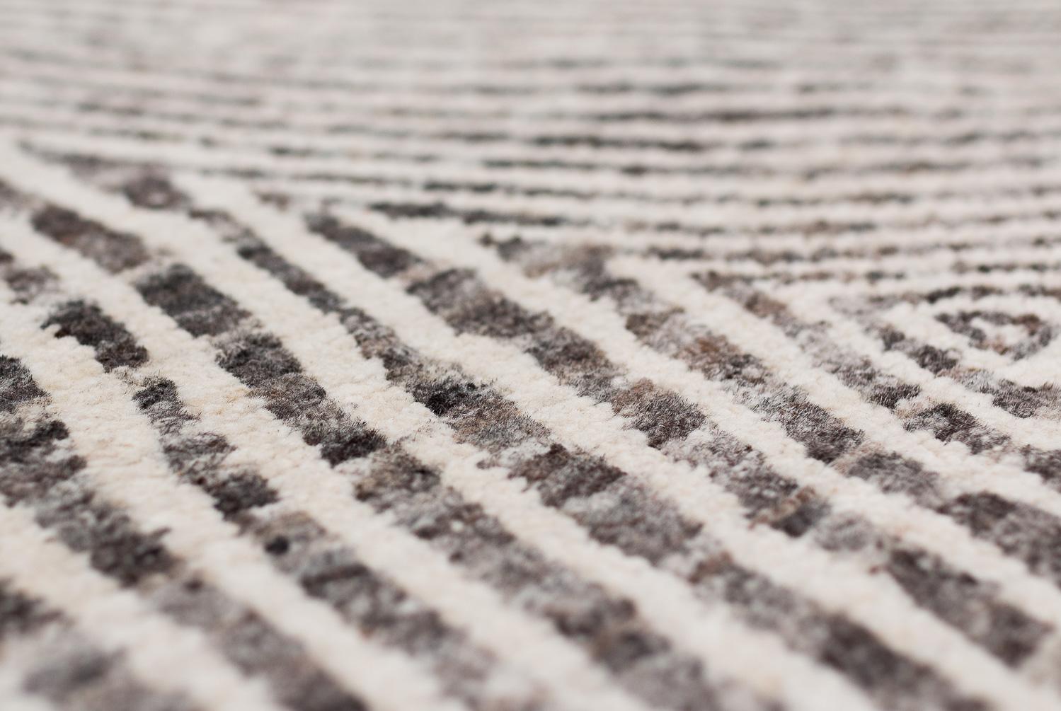 Wool Organic Modern Natural White and Grey Neutral Area Rug Cameroon by Joseph Carini For Sale