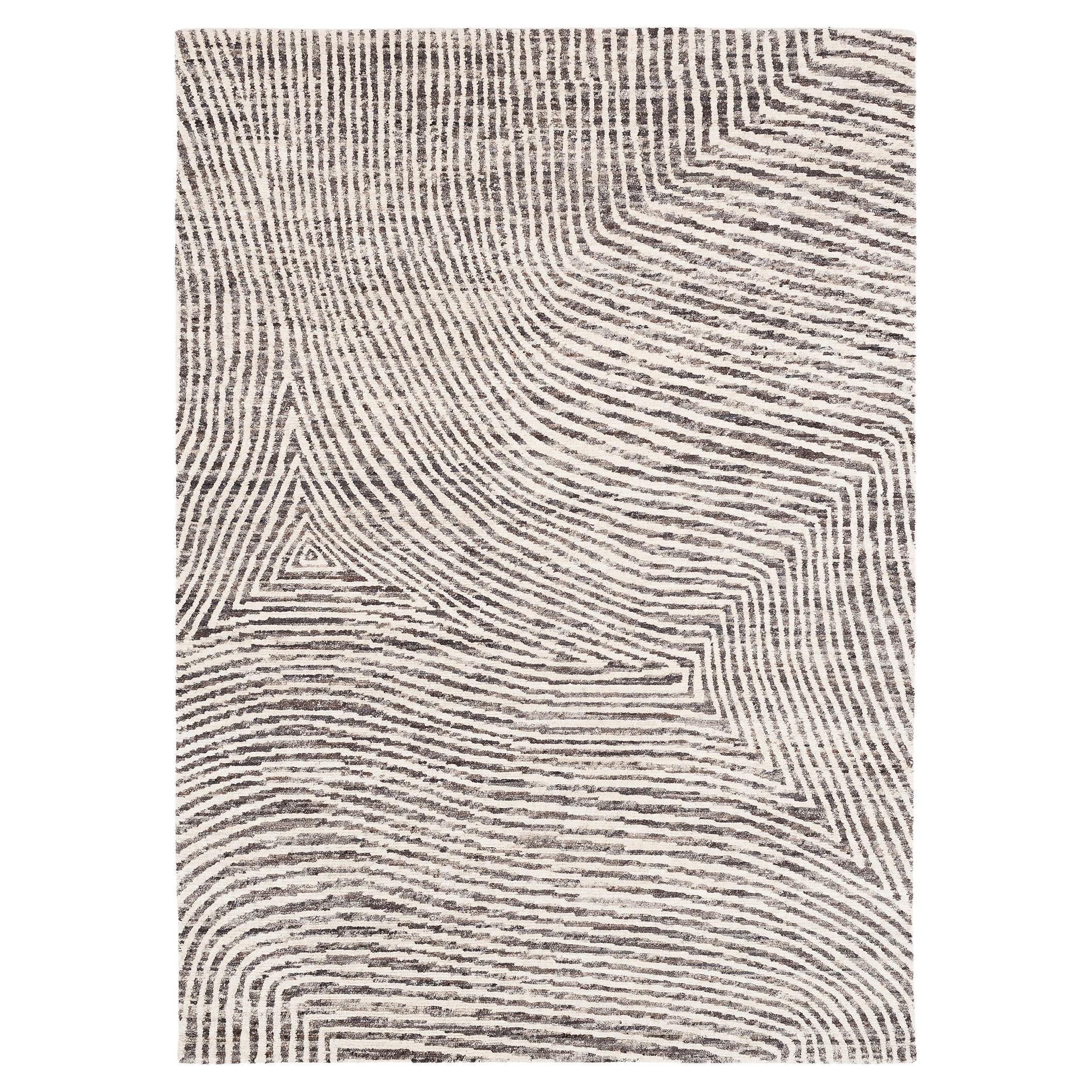 Organic Modern Natural White and Grey Neutral Area Rug Cameroon by Joseph Carini