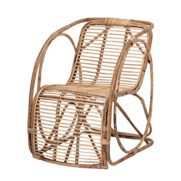 Natural Cane Wicker Lounge Armchair For Sale at 1stDibs
