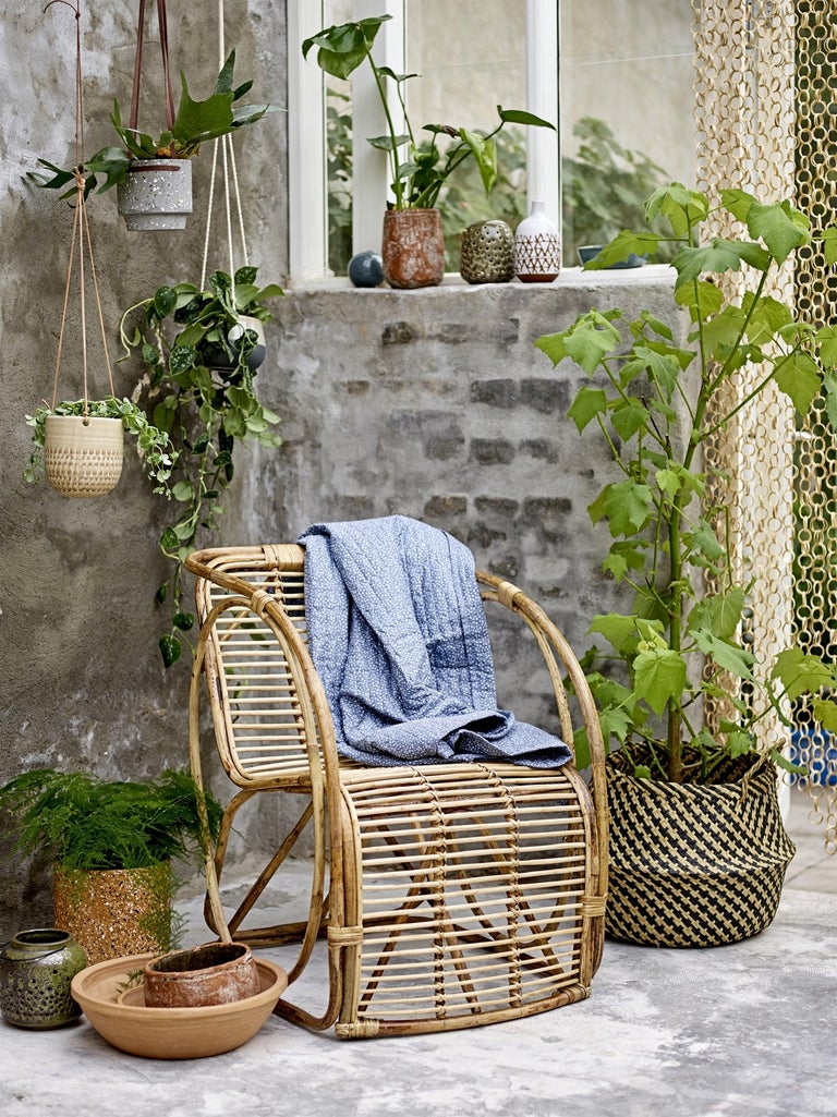 Natural Cane Wicker Lounge Armchair For Sale at 1stDibs