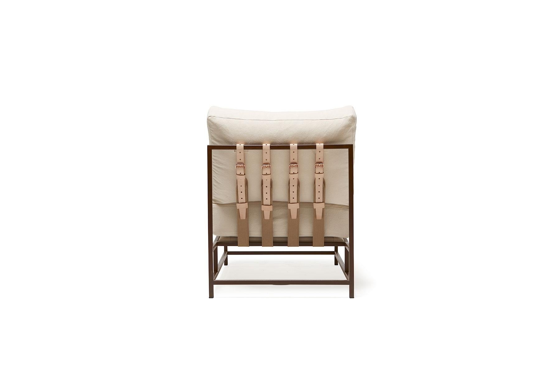 Américain Chaise en toile naturelle et marbrée rouille en vente
