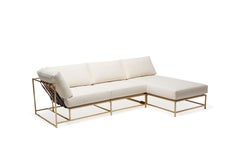 Natural Canvas & Tarnished Brass Small Sectional