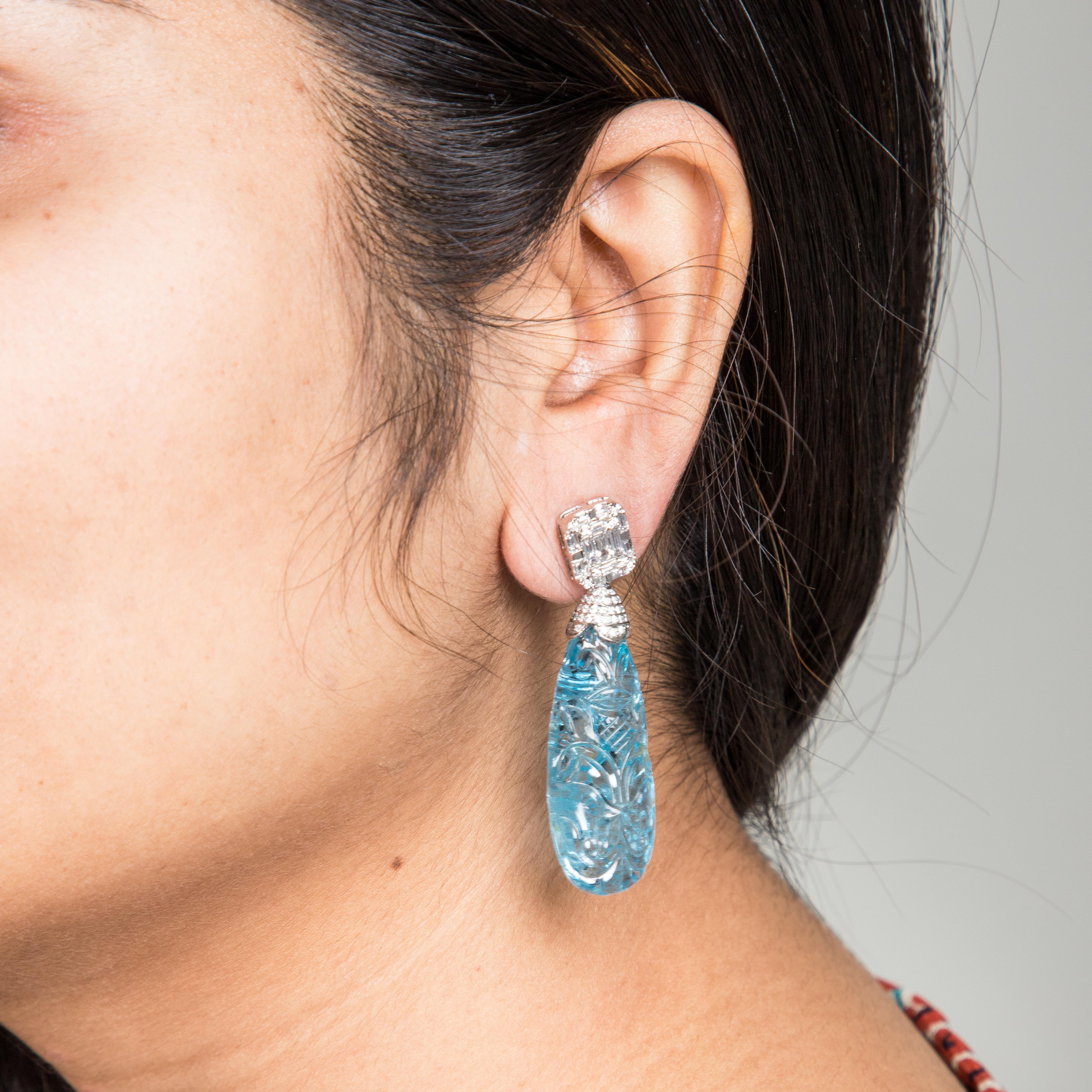 aquamarine leverback earrings