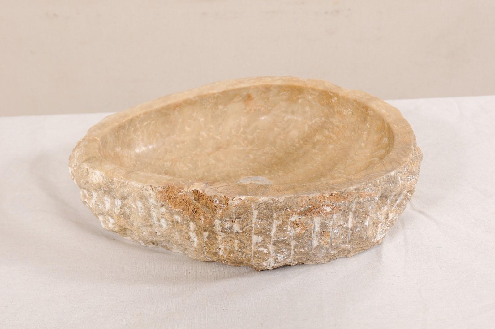 Natural Carved Onyx Sink Basin in Taupe Color In Good Condition In Atlanta, GA