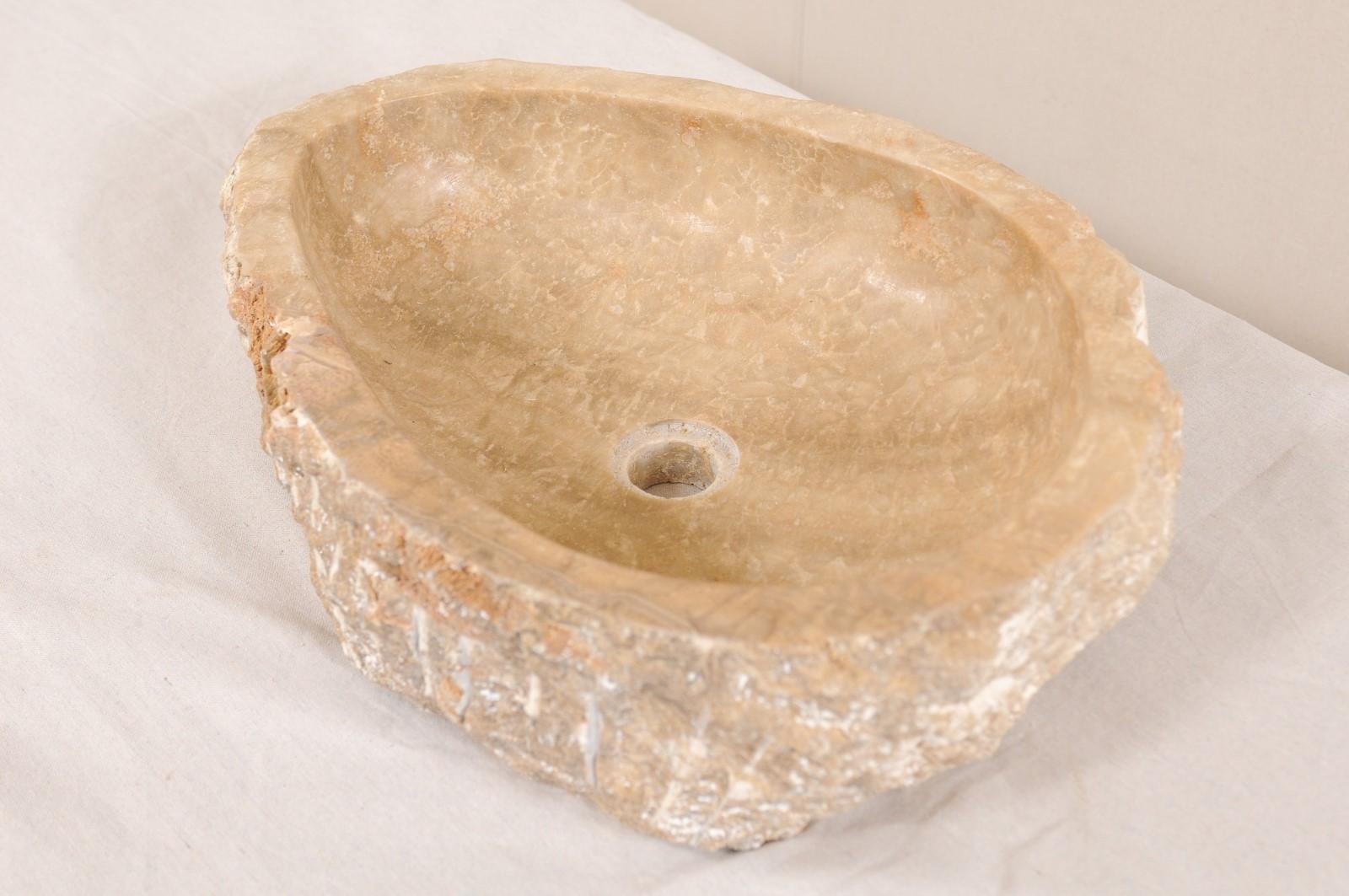 Stone Natural Carved Onyx Sink Basin in Taupe Color