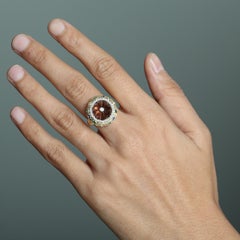 Natural Carved Pink Tourmaline Flower Multi-Gemstones & Diamond Cocktail Ring