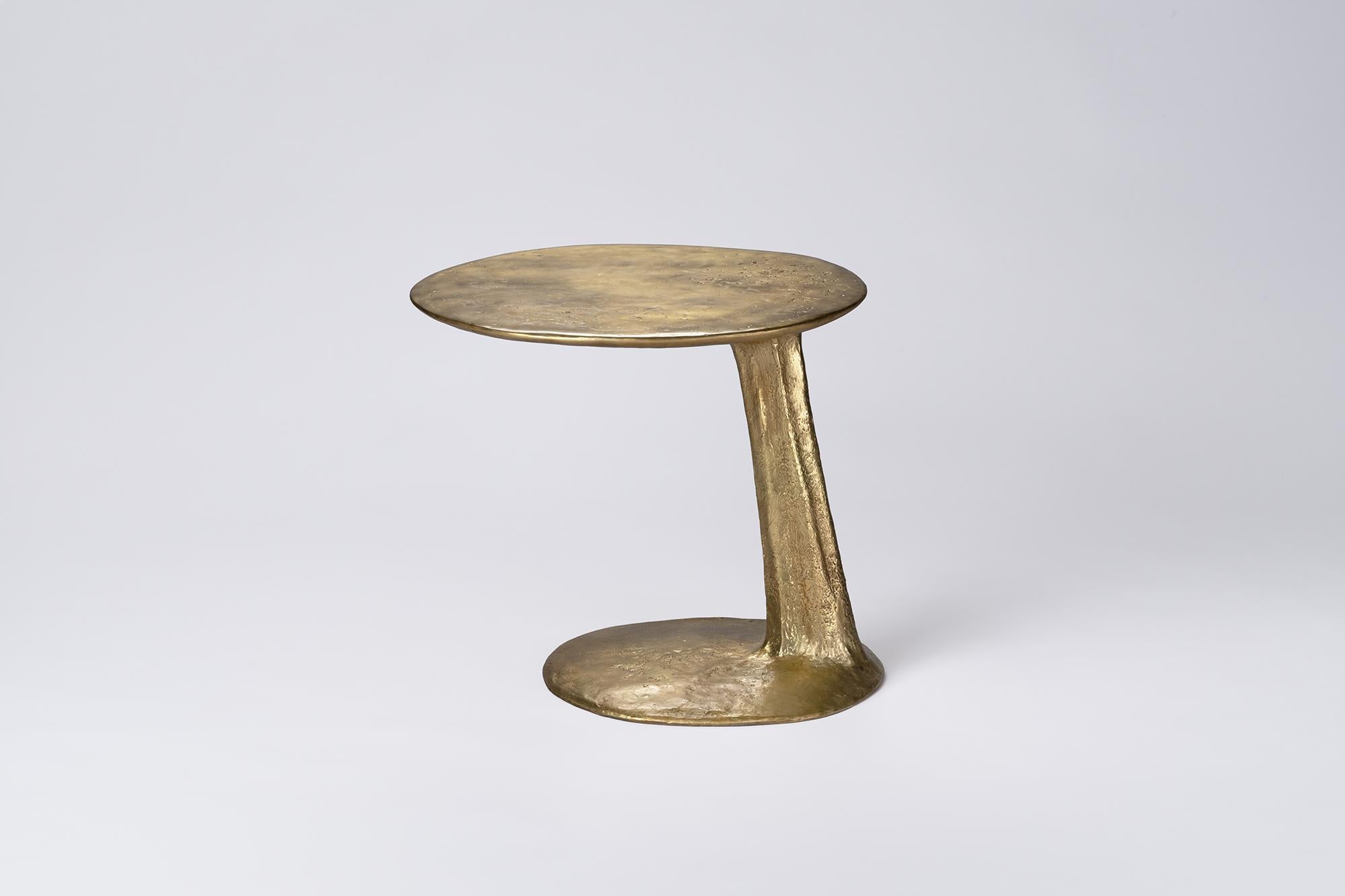 Natural Cast Brass Lava Large Side Table by Atelier V&F
Dimensions: D 52 x W 50 x H 46 cm. 
Materials: Cast brass with a natural finish.

Available in different finishes (cast, black and silver). Available in two different sizes. Prices may vary.