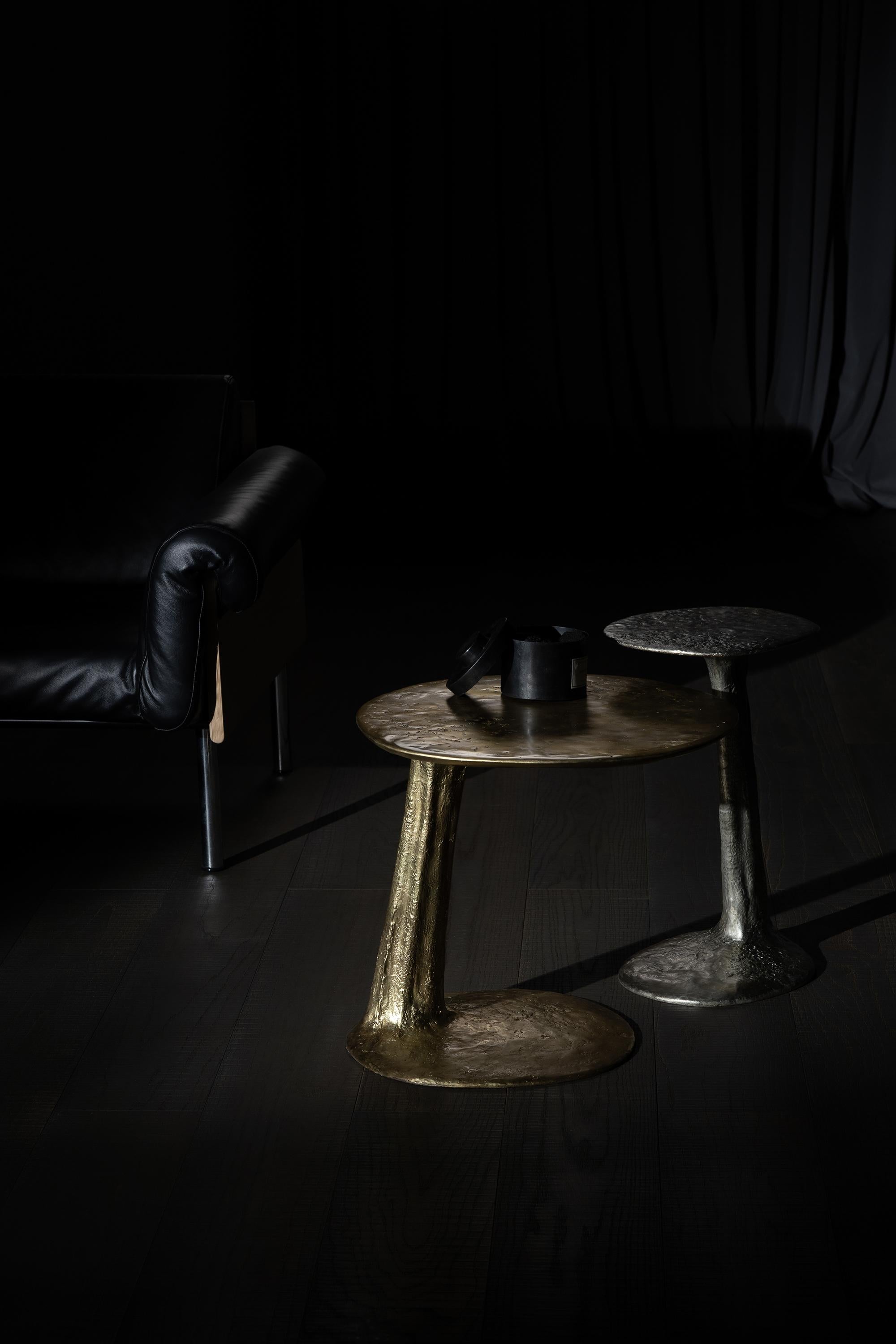 Contemporary Natural Cast Brass Lava Large Side Table by Atelier V&F For Sale