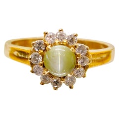 Katzenauge (chrysoberyll) Diamantring