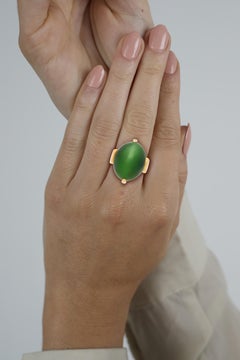Natural Cats Eye Gump Signed Ring in 14K Yellow Gold
