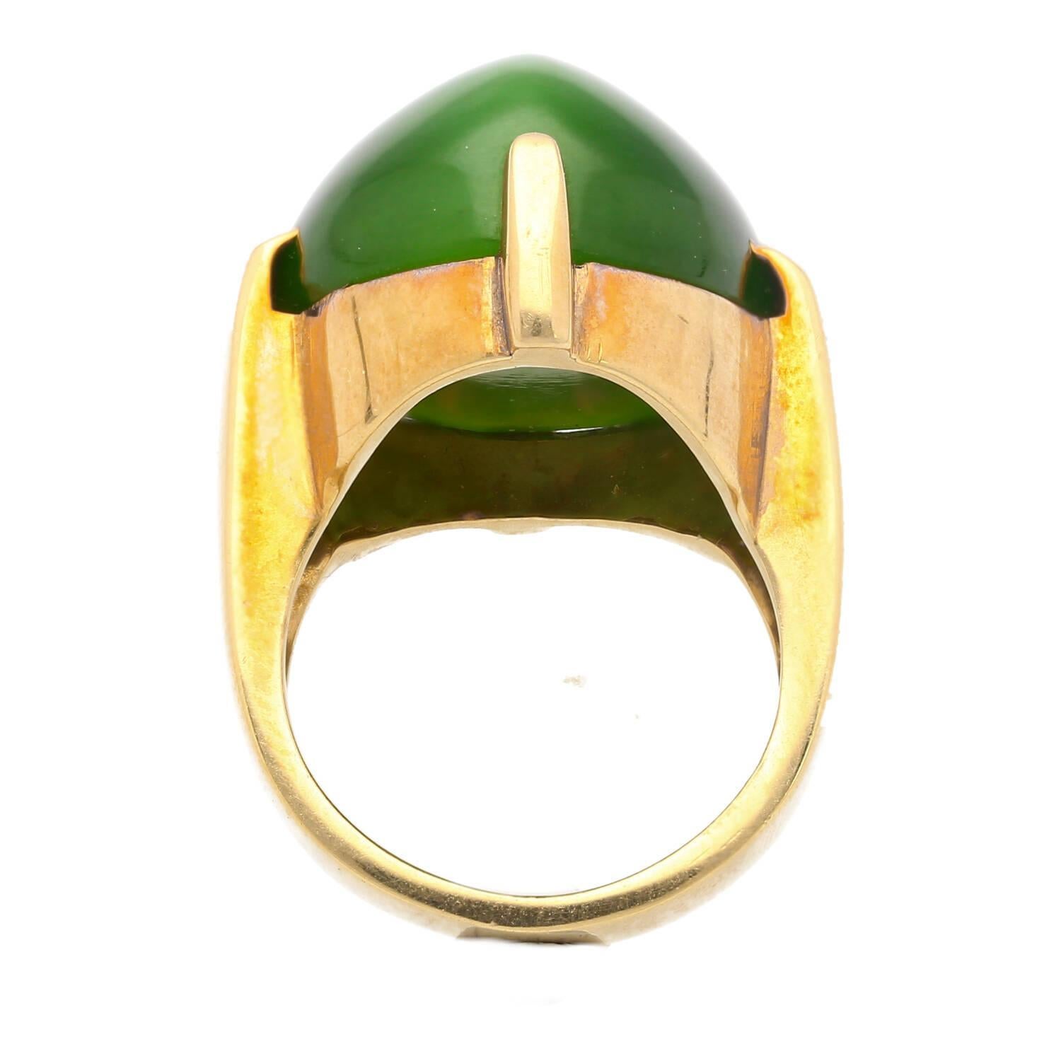 Contemporary Natural Cats Eye Gump Signed Ring in 14K Yellow Gold For Sale
