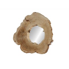 Wall Mirror with Natural Cedar Frame, Unique Piece, Made in Italy