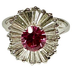 Natural Center Round Shape Pink Sapphire & Diamond 18K Ring S 1.10CT, D 1.95 CT
