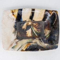 Natural Ceramic Plate, Signed by Jeppe Hagedorn, Denmark 1960s