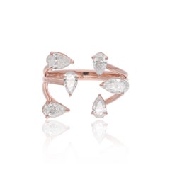 Anello con diamante a pera certificato naturale da 1,41 carati Gioielli in oro rosa 14 carati