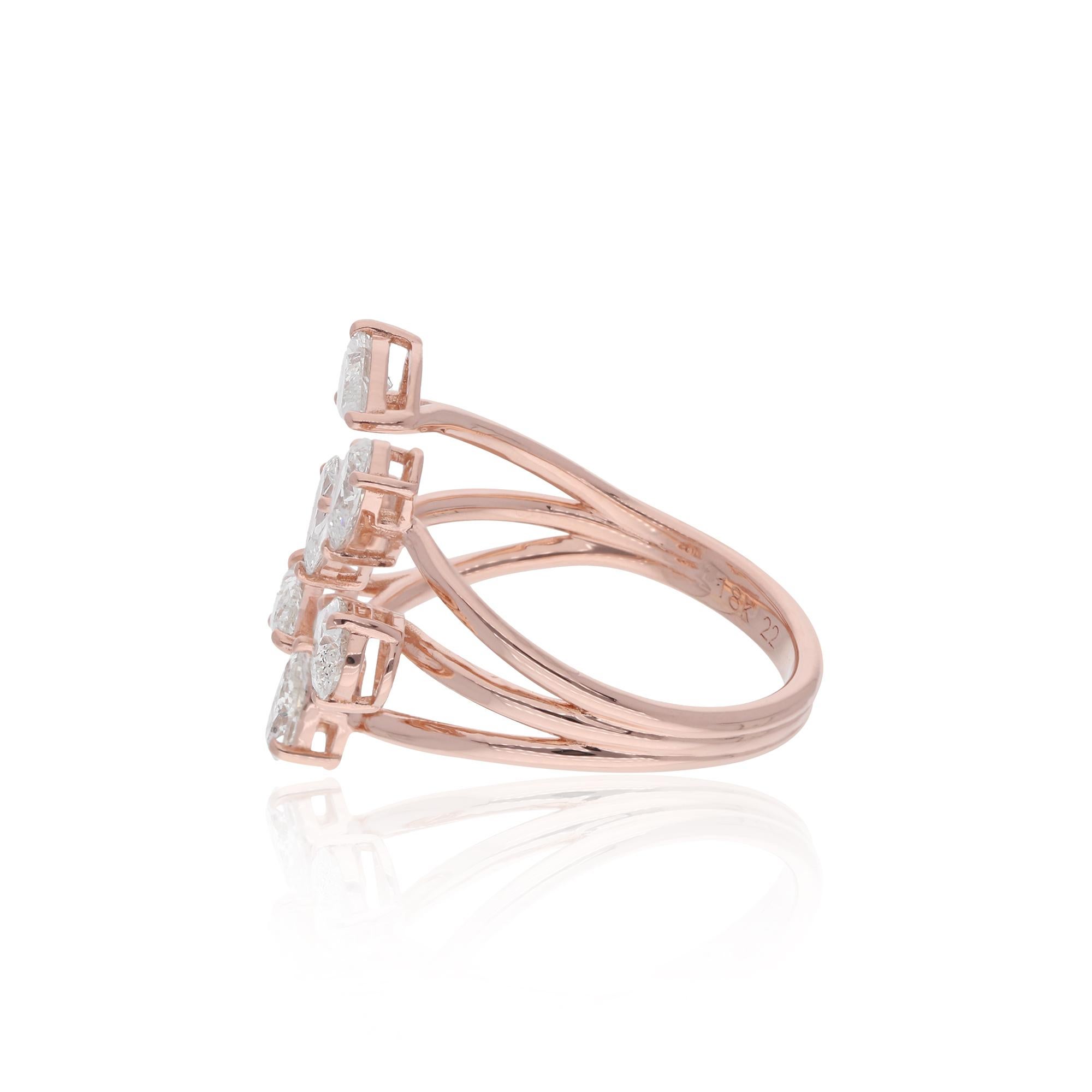 Im Angebot: Natürliche zertifiziert 1,41 Karat Birne Diamant Manschette Ring 18 Karat Rose Gold Schmuck () 4