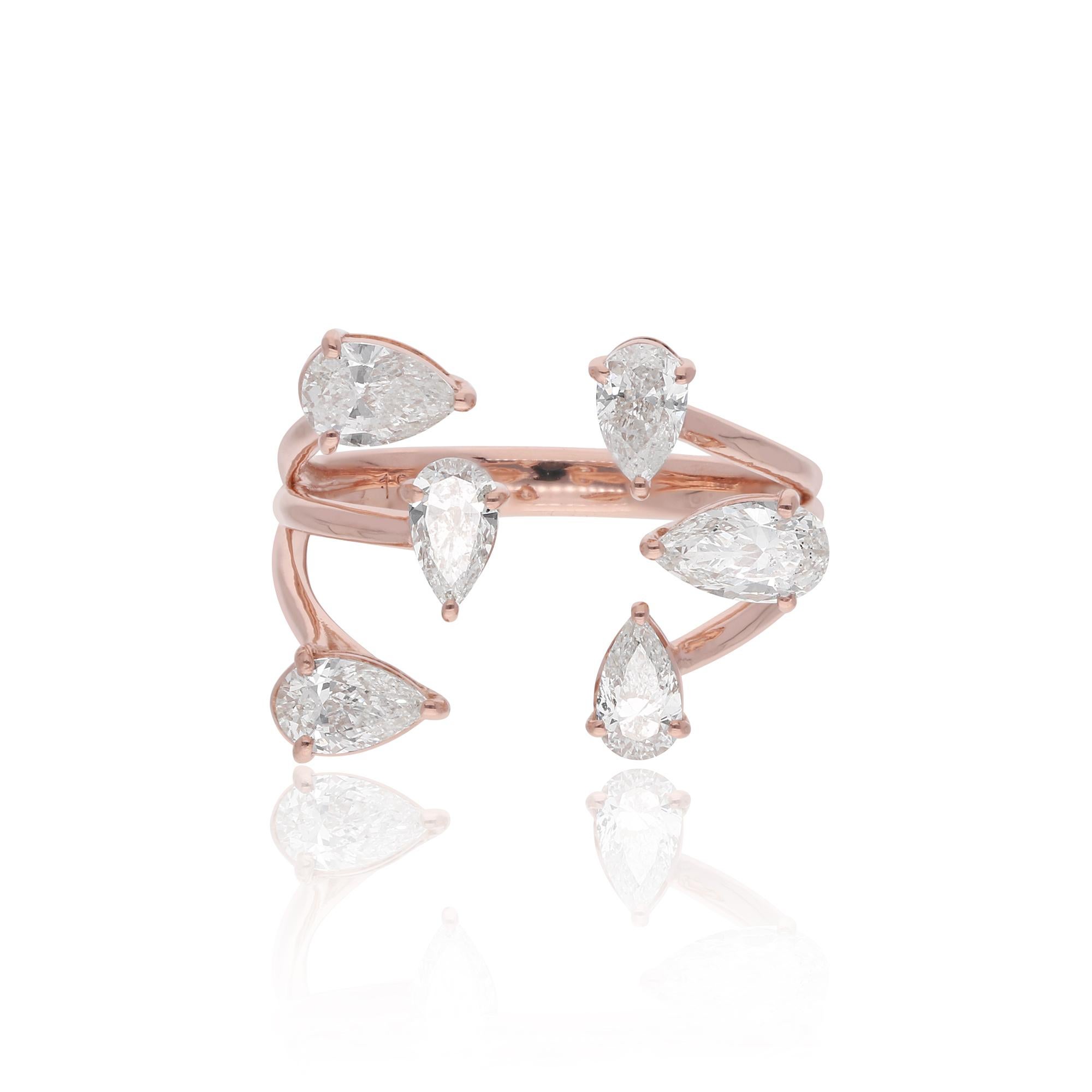 Anello con diamante a pera certificato naturale da 1,41 carati Gioielli in oro rosa 18 carati
