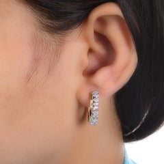 Natural Certified 2 Carat SI/H Diamond C Hoop Earrings 18 Karat Yellow Gold