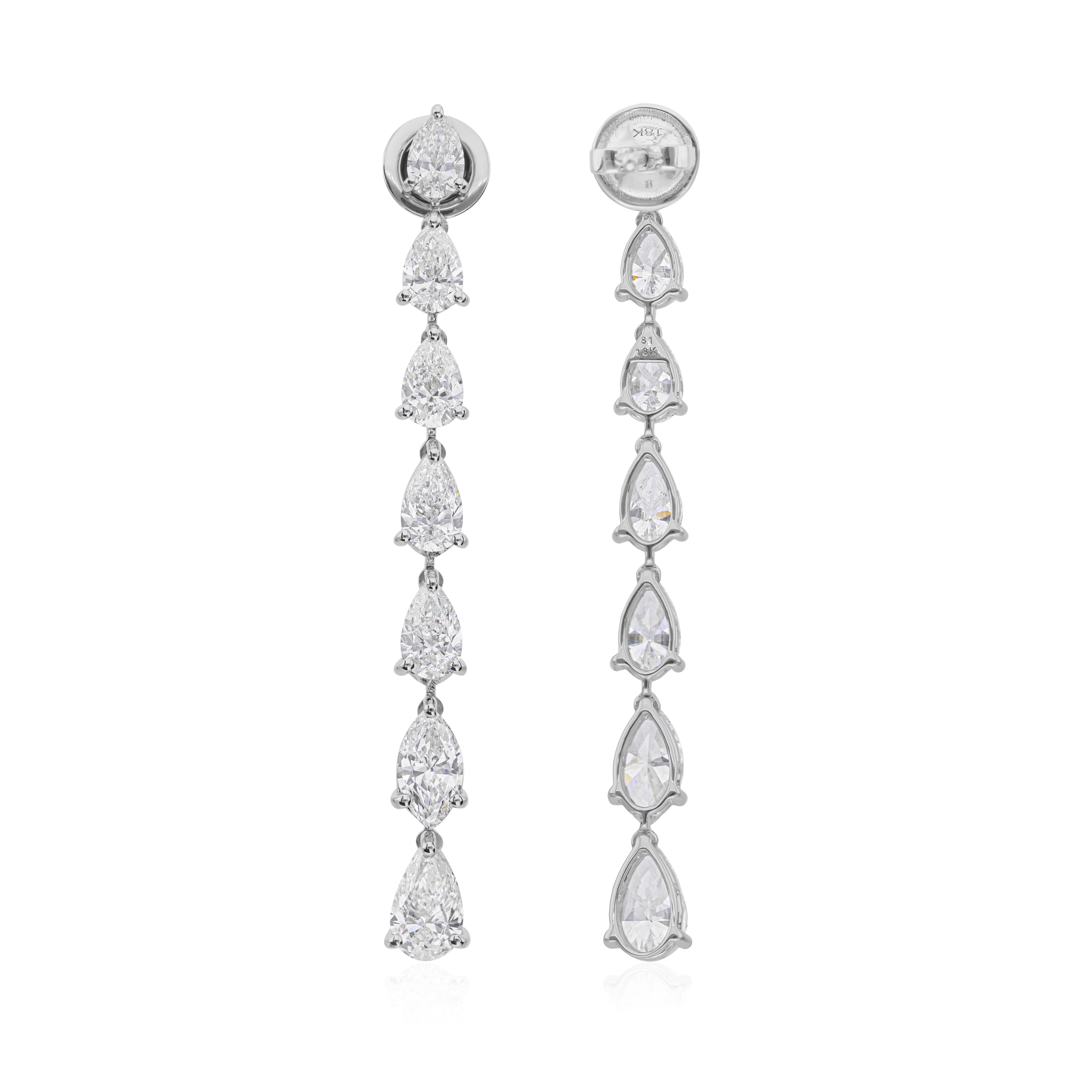 Natürliche zertifizierte 6,01ctw Diamant lange baumeln Tropfen Ohrringe 18k Weißgold im Zustand „Neu“ im Angebot in Diera, Dubai