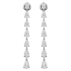Natürliche zertifizierte 6,01ctw Diamant lange baumeln Tropfen Ohrringe 18k Weißgold