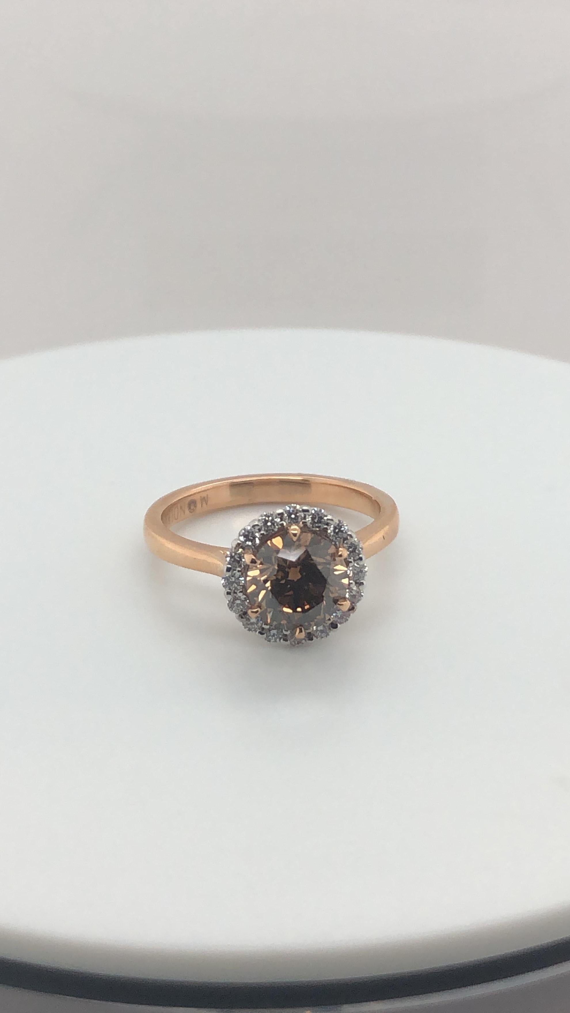 Natural Certified Brilliant Cut 1.45 Carat Argyle Cognac Diamond Engagement Ring In New Condition For Sale In Sydney, NSW