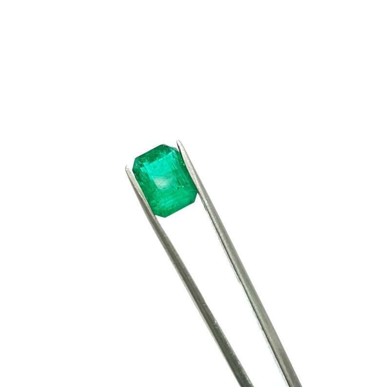 Natural Certified Sandawana Emerald Loose Gemstone 8.2x6.2x4.8 mm Emerald Cut. In New Condition In Chicago, IL