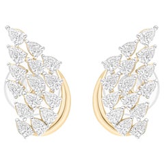 Natural Certified SI/H Diamond Cluster Stud Earrings 18 Karat Yellow Gold