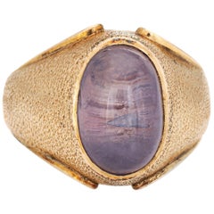 Vintage Natural Ceylon 9 Carat No Heat Star Sapphire Ring 14 Karat Gold 7 Men's Jewelry