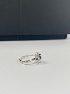 Natural, Ceylon Blue Sapphire & Diamonds Engagement Ring Set in Platinum 900