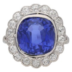 Antique Natural Ceylon Color Change Sapphire and Diamond Coronet Cluster Ring circa 1910