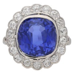 Bague coronet en saphir naturel de Ceylan à couleur changeante et diamant circa 1910