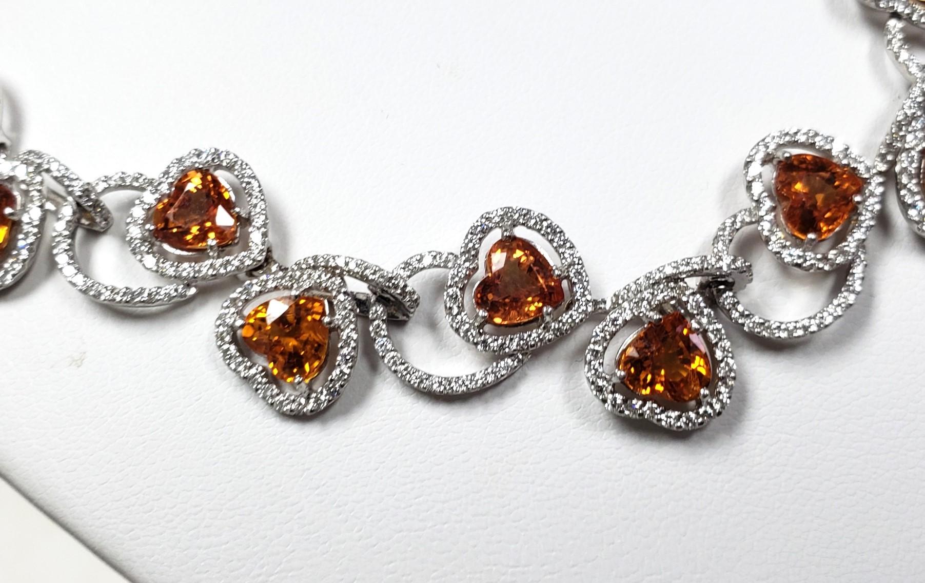 Natural Ceylon Orange Sapphire Diamond Necklace 18K C. Dunaigre  For Sale 10