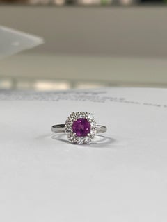 Natural Ceylon Pink Sapphire & Diamonds Engagement Ring Set in Platinum 900