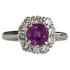 Natural Ceylon Pink Sapphire & Diamonds Engagement Ring Set in Platinum 900