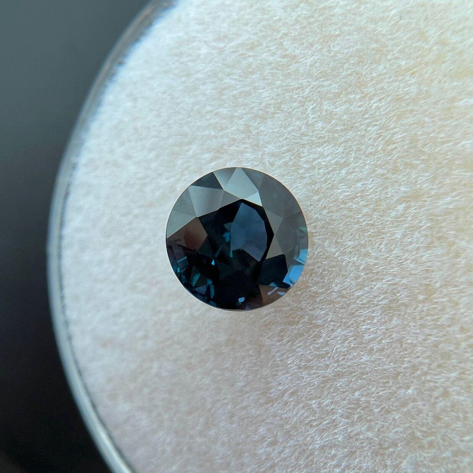 Women's or Men's Natural Ceylon Sapphire 1.19Ct Deep Blue Round Cut Loose Rare Gem VVS For Sale