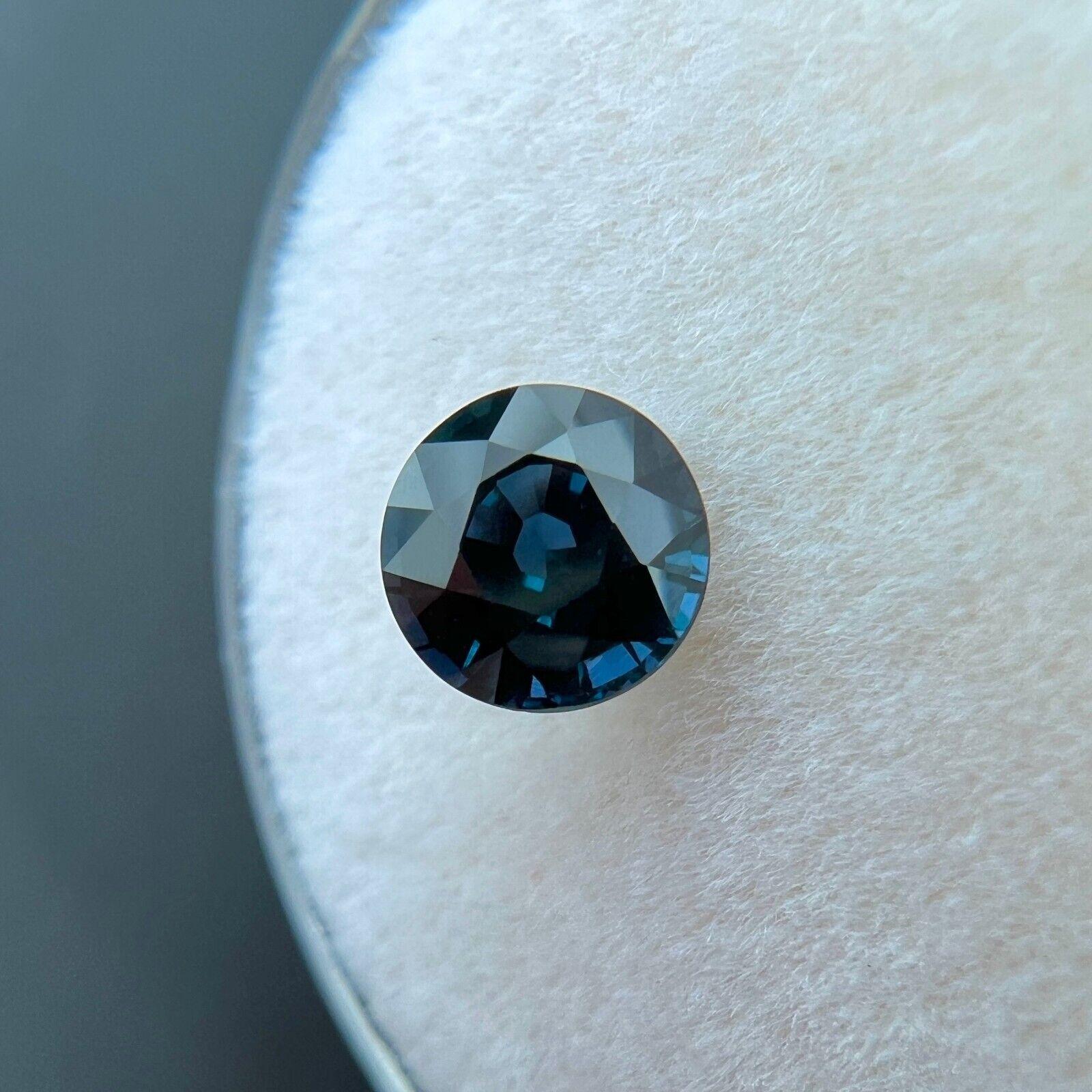 Natural Ceylon Sapphire 1.19Ct Deep Blue Round Cut Loose Rare Gem VVS For Sale 1