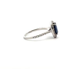 Natural Ceylon Sapphire 18K White Gold Ring for Her